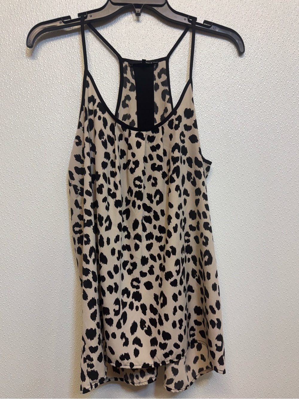 Ro & De Beige and Black Leopard Print Racerback Cami Sz S (E-54)